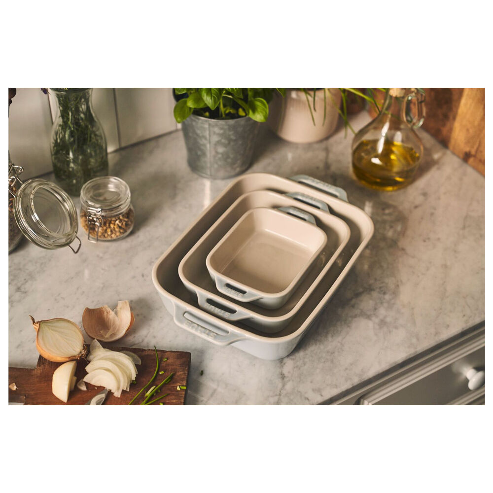 2pc Staub Ceramic Non-Stick Oven Dish Rectangular Baking Dishes Set Blue