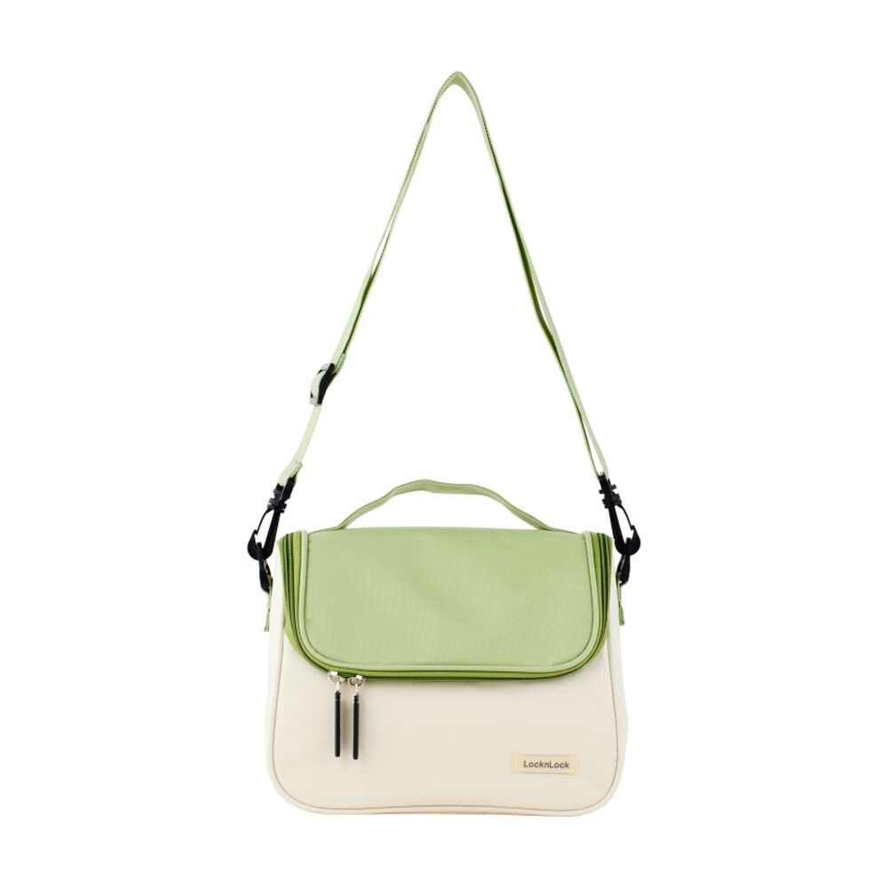 LocknLock Insulated Lunch Bag w/Adjustable Strap School/Work Green/Cream