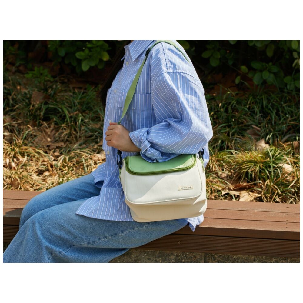 LocknLock Insulated Lunch Bag w/Adjustable Strap School/Work Green/Cream
