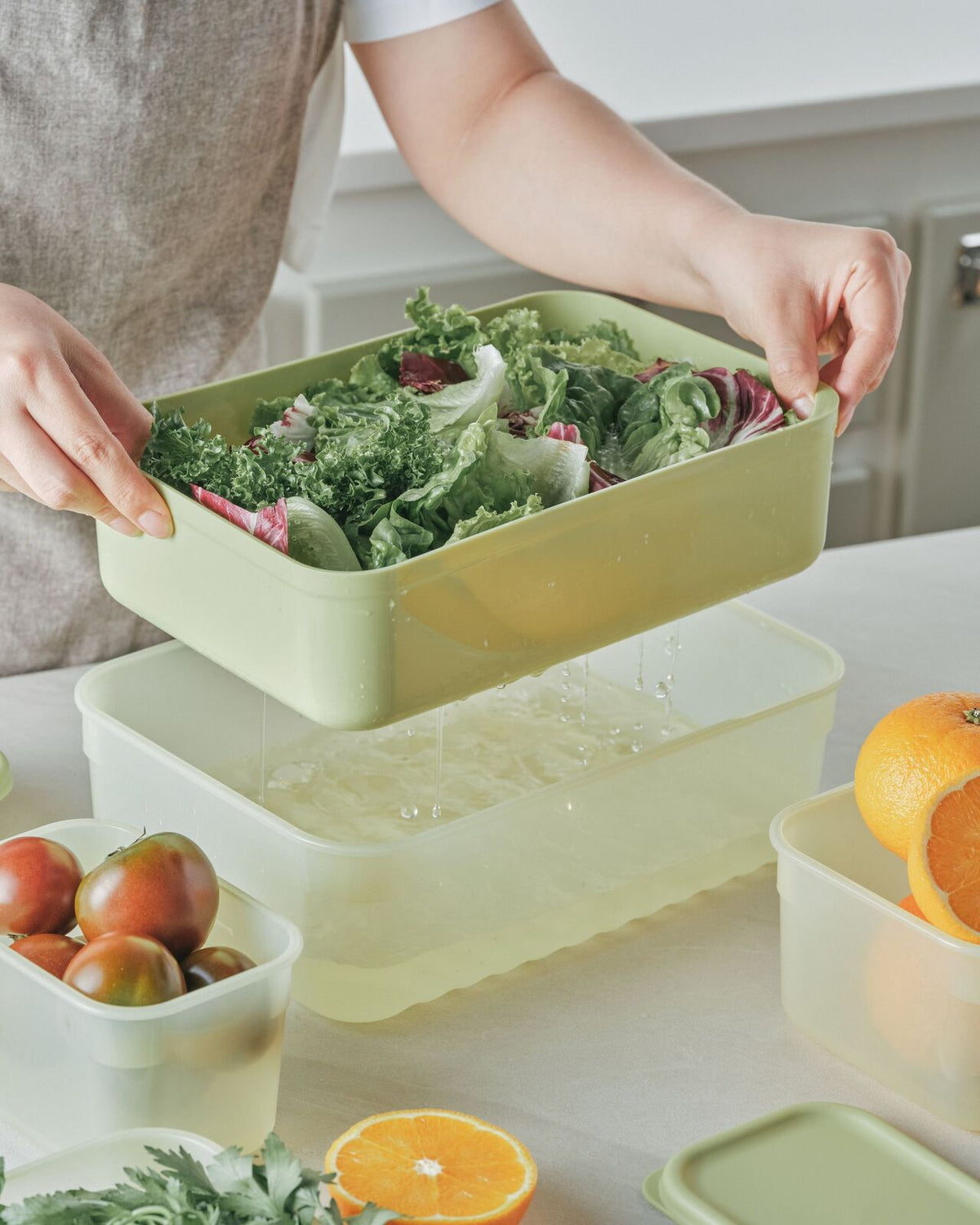 2pc LocknLock Fresh Block 3.2L Food Storage Container w/ Tray 29.2x20.6cm Green