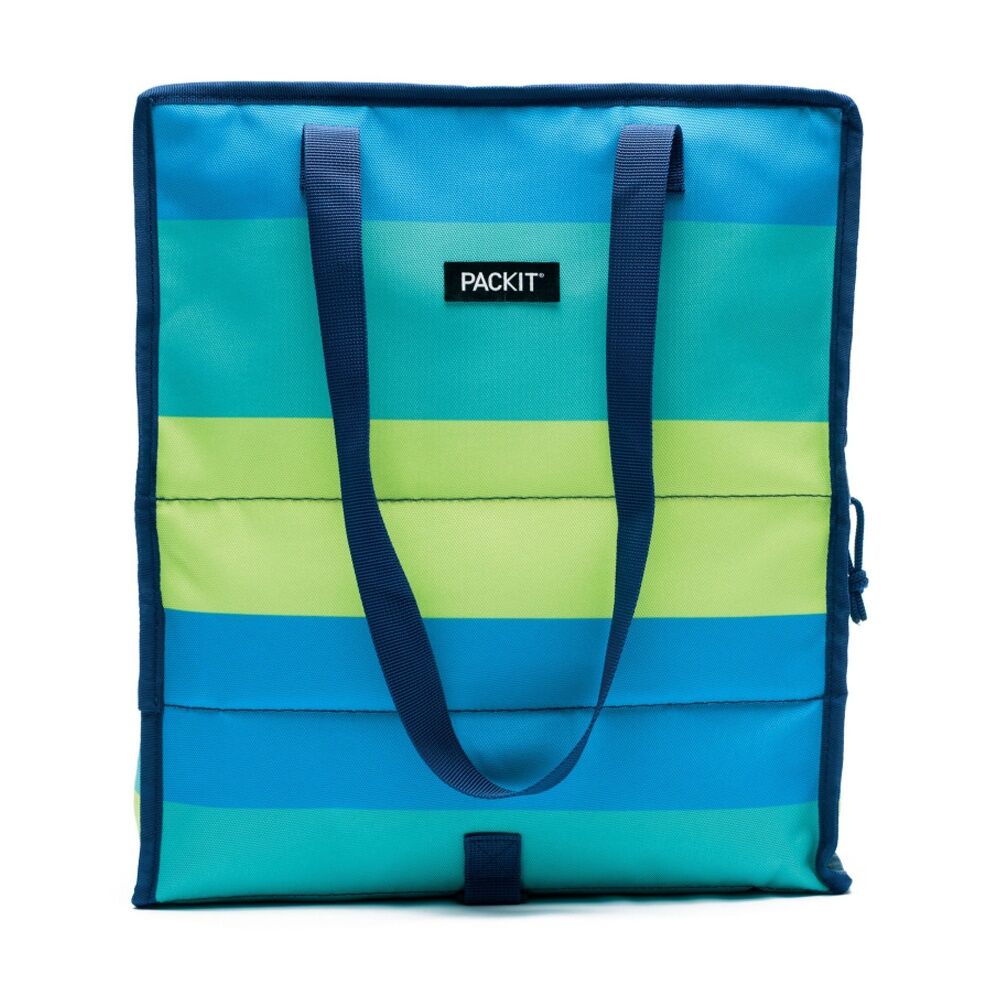 PackIt Insulated Freezable Gel Lined Grocery Tote Bag Keeps Food Fresh Blue