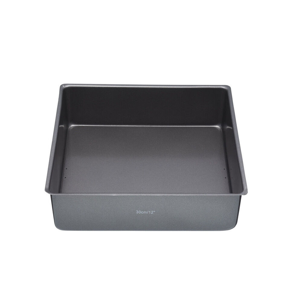 Mastercraft 30cm Heavy Loose Base Non-Stick Square Deep Cake Pan - Black