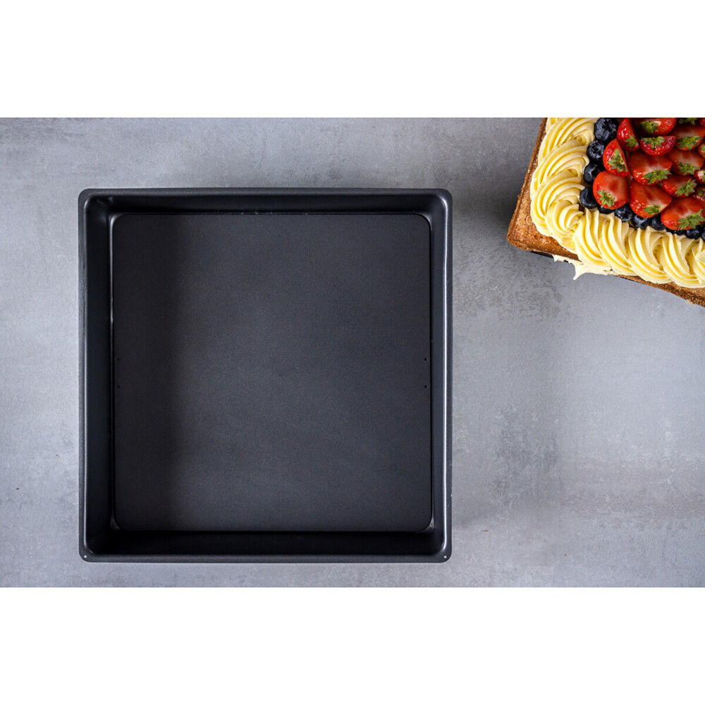 Mastercraft 30cm Heavy Loose Base Non-Stick Square Deep Cake Pan - Black