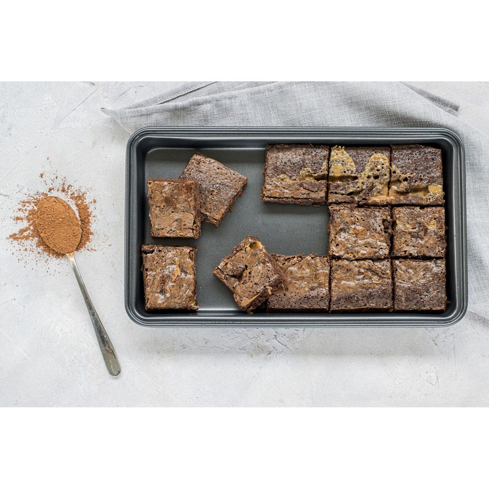 2x Mastercraft 34x20cm Heavy Base Non-Stick Brownie Pan - Black