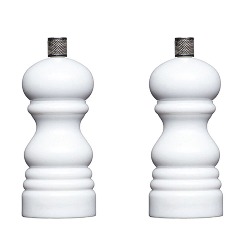2PK Mastercraft 12cm Classic Capstan Salt & Pepper Mill - White