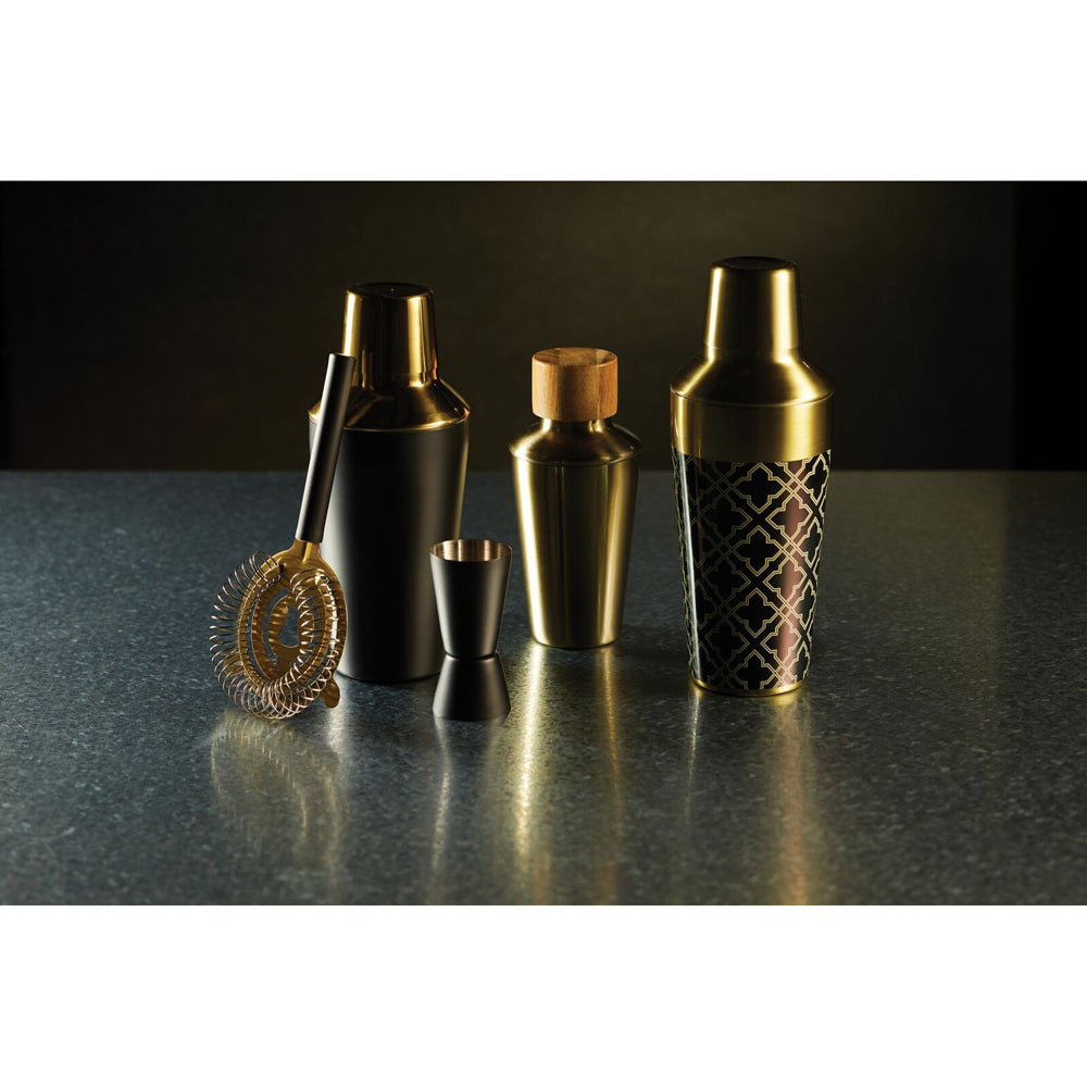 3pc BarCraft Matte 500ml Cocktail Shaker/25ml/50ml Jigger/Strainer Set BLK