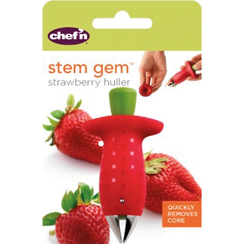 2PK Chef'n StemGem Strawberry Huller Red Plastic Stainless Steel Kitchen Tool