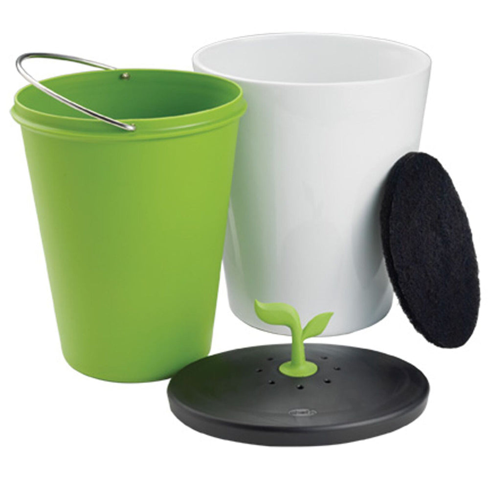 Chef N Ecocrock Ceramic Compost Bin Home Trash Bucket w/ Lid