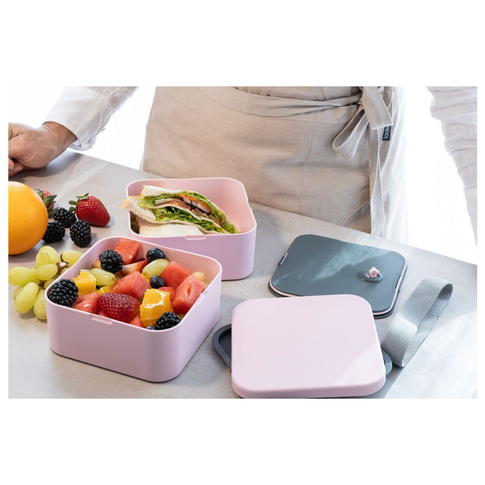 Cuisena RPET Square Bento Food Storage Container Lunch Box 14x14cm Pink