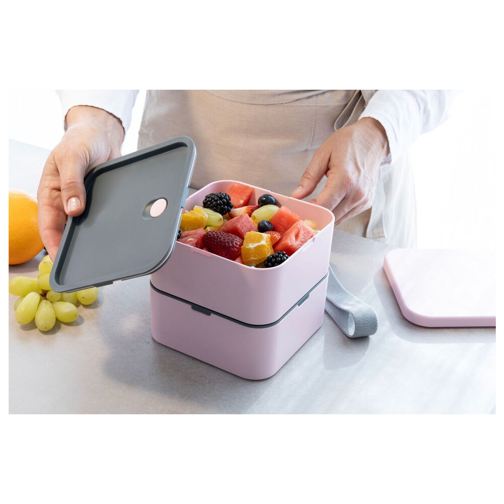 Cuisena RPET Square Bento Food Storage Container Lunch Box 14x14cm Pink