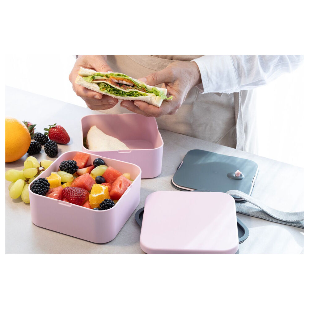 Cuisena RPET Square Bento Food Storage Container Lunch Box 14x14cm Pink