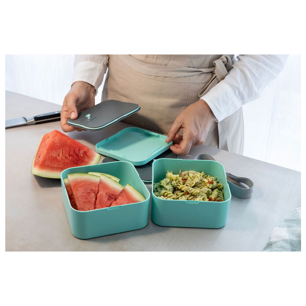 Cuisena RPET Square Bento Food Storage Container Lunch Box 14x14cm Aqua