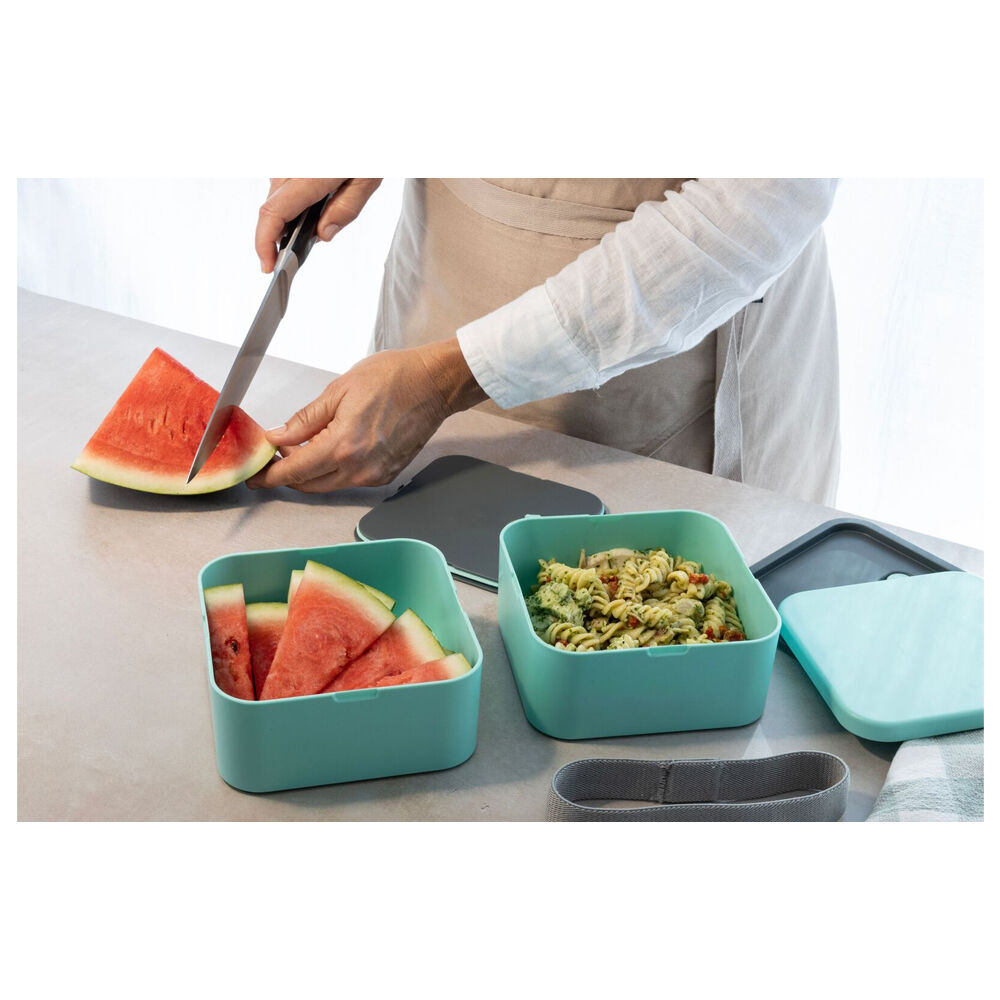 Cuisena RPET Square Bento Food Storage Container Lunch Box 14x14cm Aqua