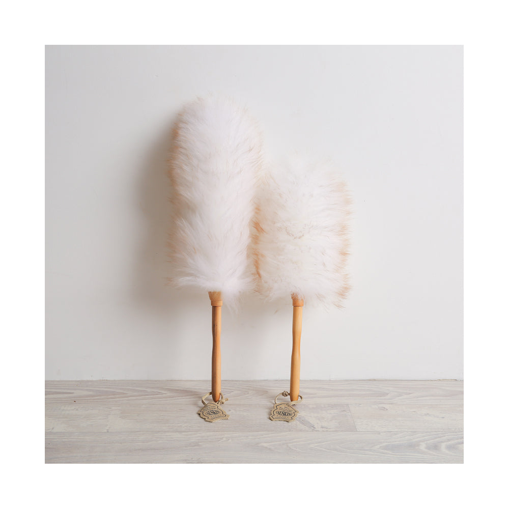 2PK Huxford Grove Long Wool Sheepskin Duster Wooden Handle 30cm - Natural
