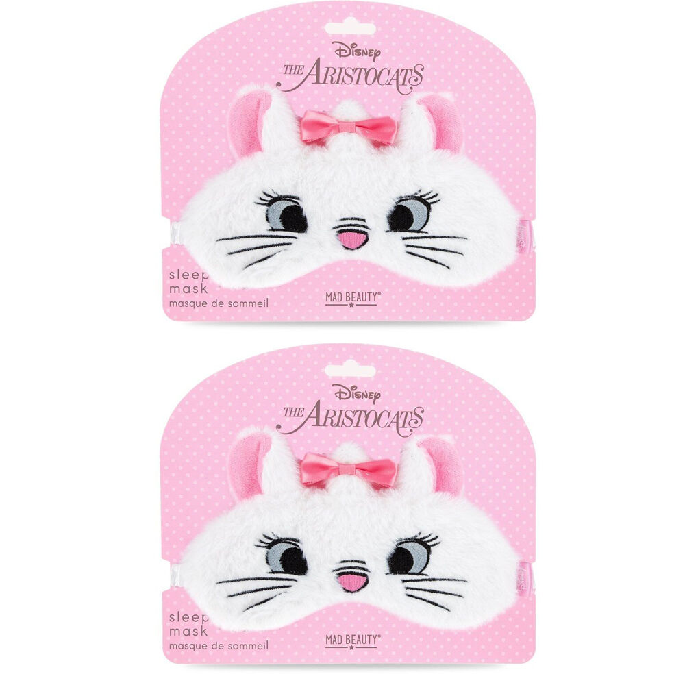 2PK Disney The Aristocats Marie Soft Plush Sleep Face Mask White & Pink