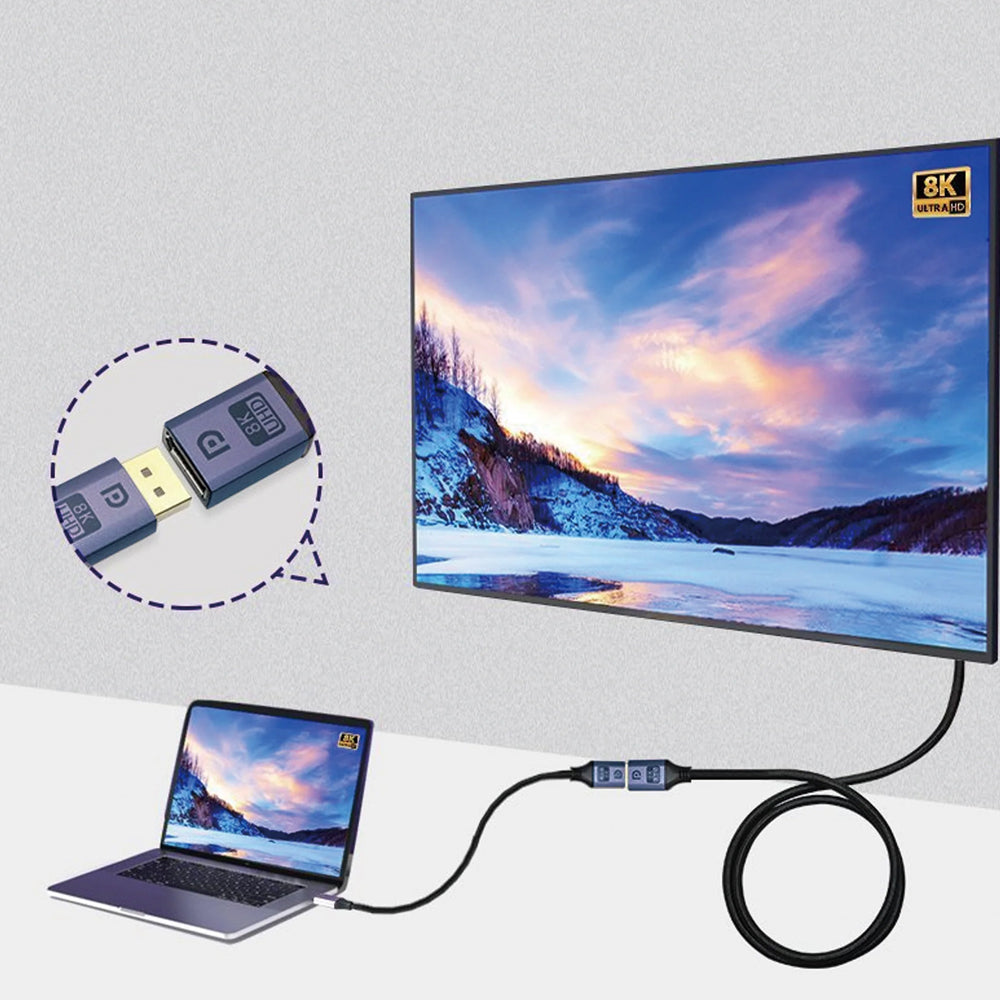 Cruxtec Displayport1.4 Extension 8K 60Hz Cable 2m Male to Female - Black