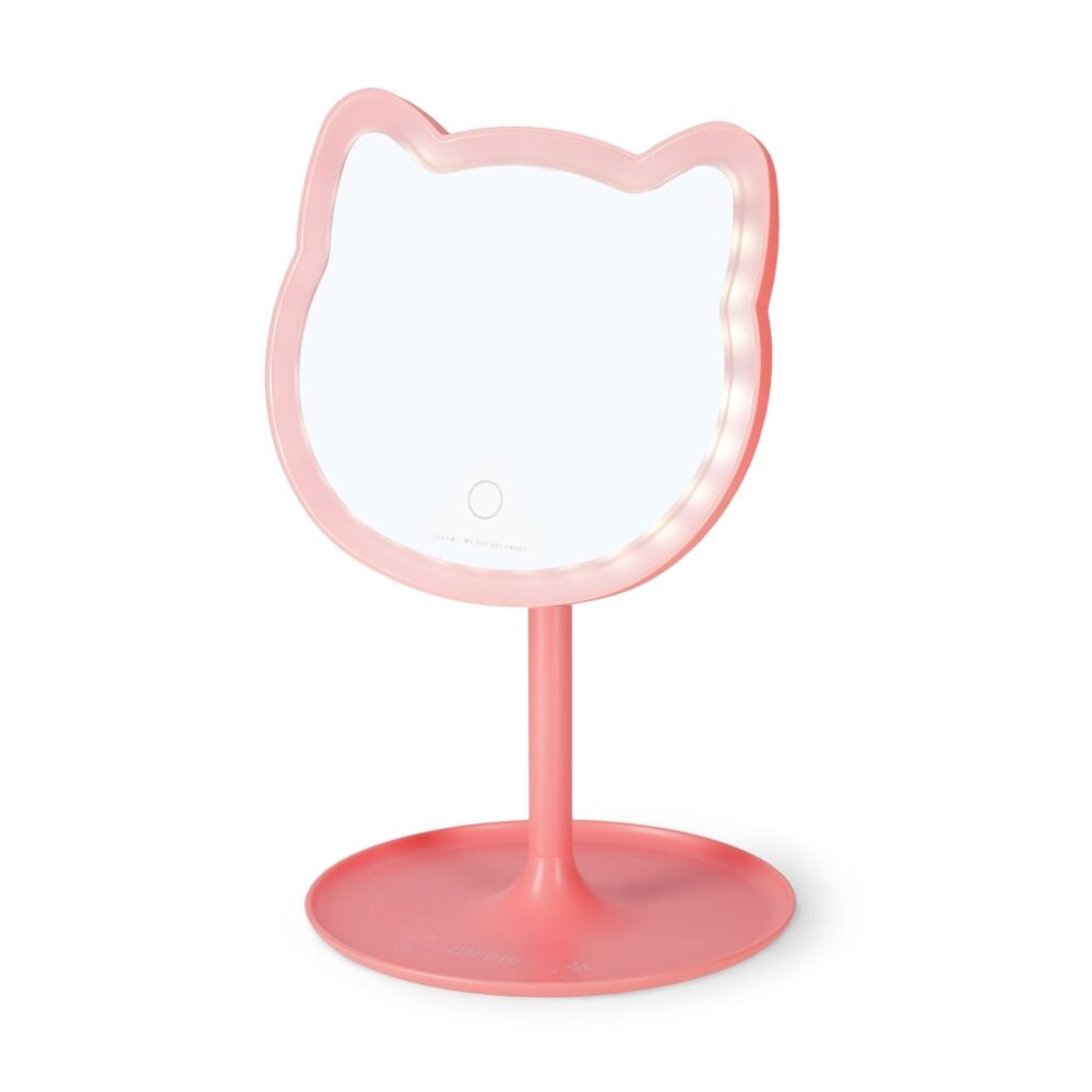 Legami Cat Shaped Make Up Mirror You Look Purrfect 33 LED Battery USB Dimmer