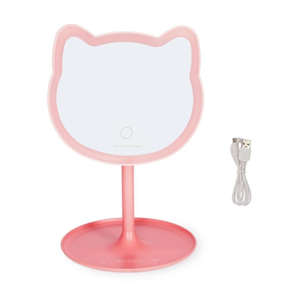 Legami Cat Shaped Make Up Mirror You Look Purrfect 33 LED Battery USB Dimmer