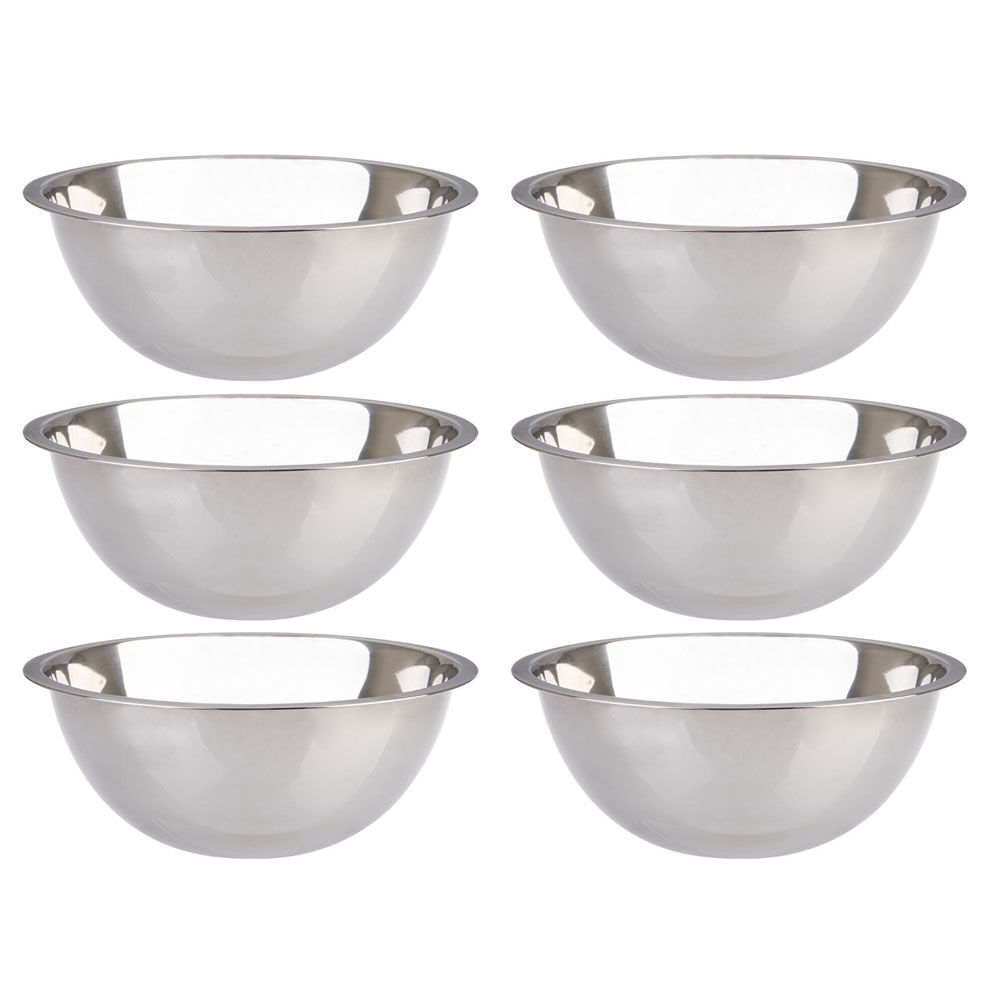 6PK Appetito Stainless Steel Mixing Bowl 24cm/2L - Silver
