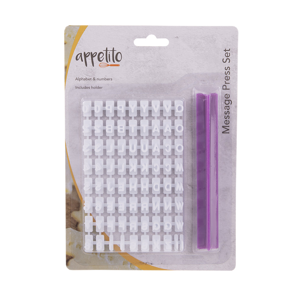 4PK Appetito Message Press Set Alphabet & Numbers Lilac Home Kitchen Cooking
