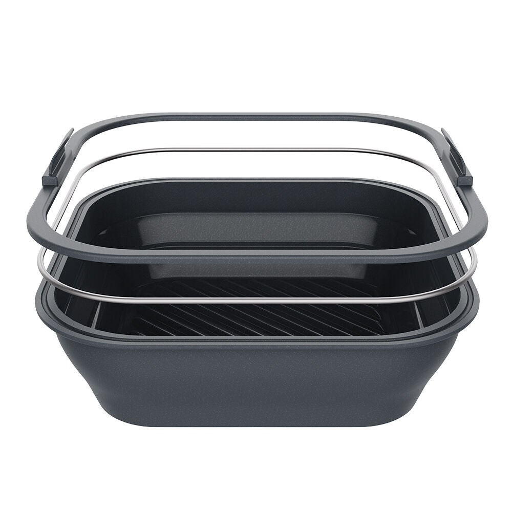 2PK Daily Bake Silicone Square Collapsible Air Fryer Basket 22cm - Charcoal