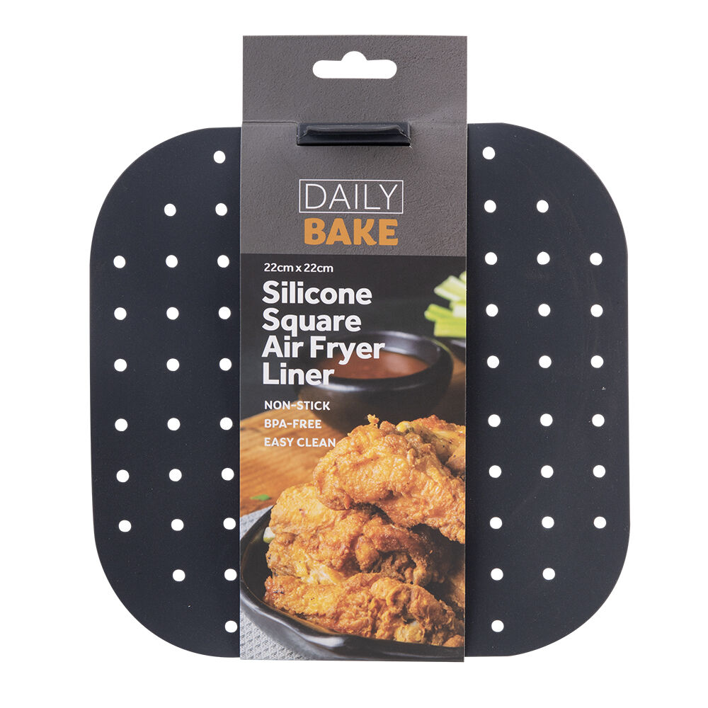 Daily Bake Silicone Square Air Fryer Liner 22cm - Charcoal