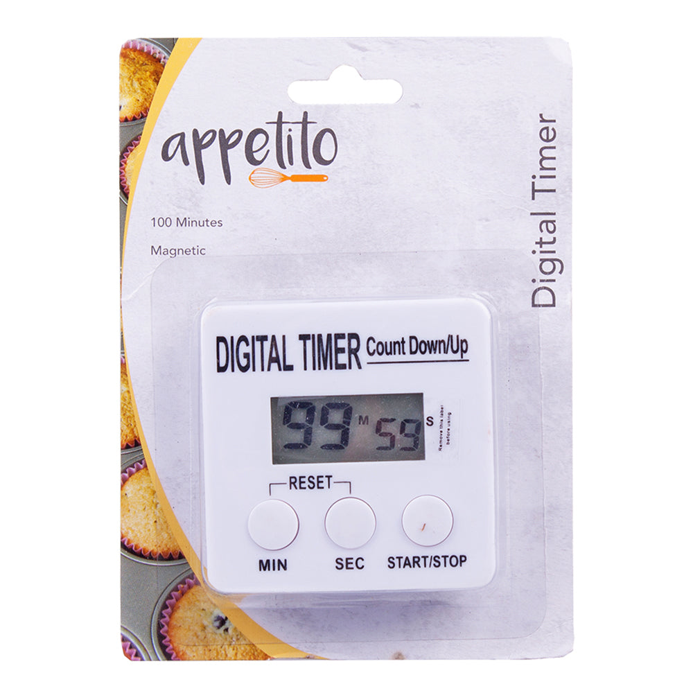 3PK Appetito 100 Minutes Digital Timer Home Kitchen Cooking White