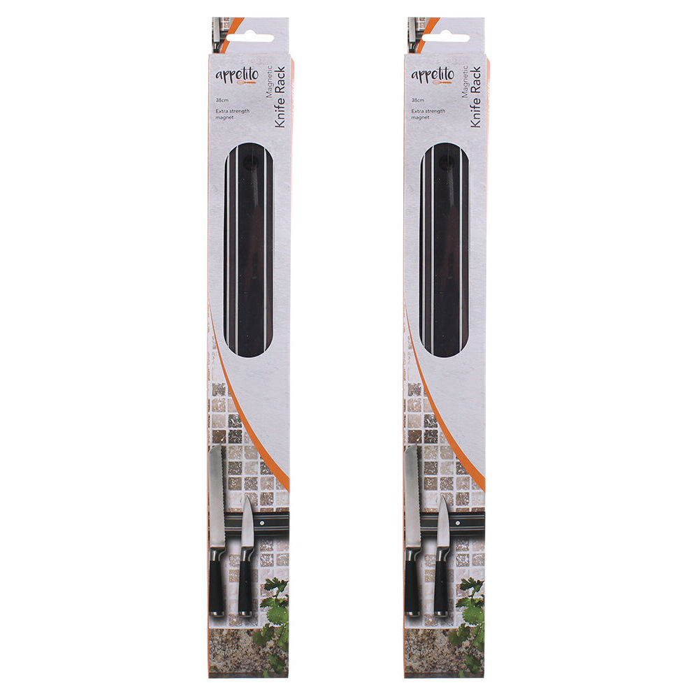2PK Appetito Magnetic Knife Rack Home/Kitchen 38cm - Black