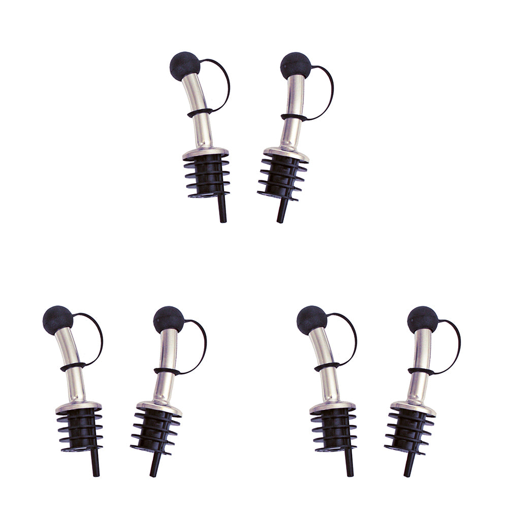 6pc Westmark Bottle Pourers Easy-Flick Plastic Lid - Silver