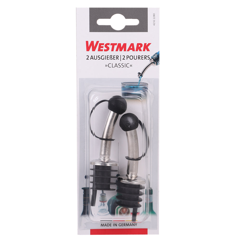 6pc Westmark Bottle Pourers Easy-Flick Plastic Lid - Silver