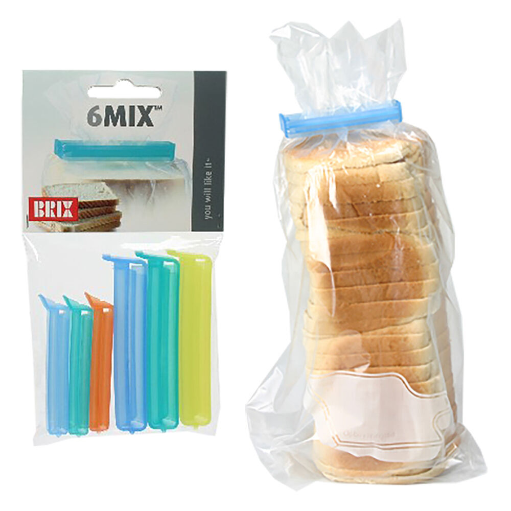 6x 6pc Brix 6mix Bag Closures Sealing Clip Set - Assorted