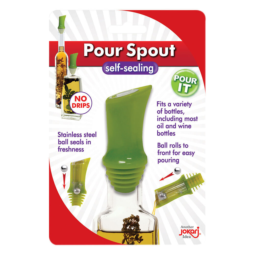 3PK Jokari Self-Sealing Bottle Pour Spout/Pourer - Green