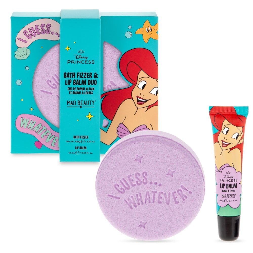 4PK Disney Princess Express Yourself - Bath Fizzer & Lip Balm Set Ariel 10ml