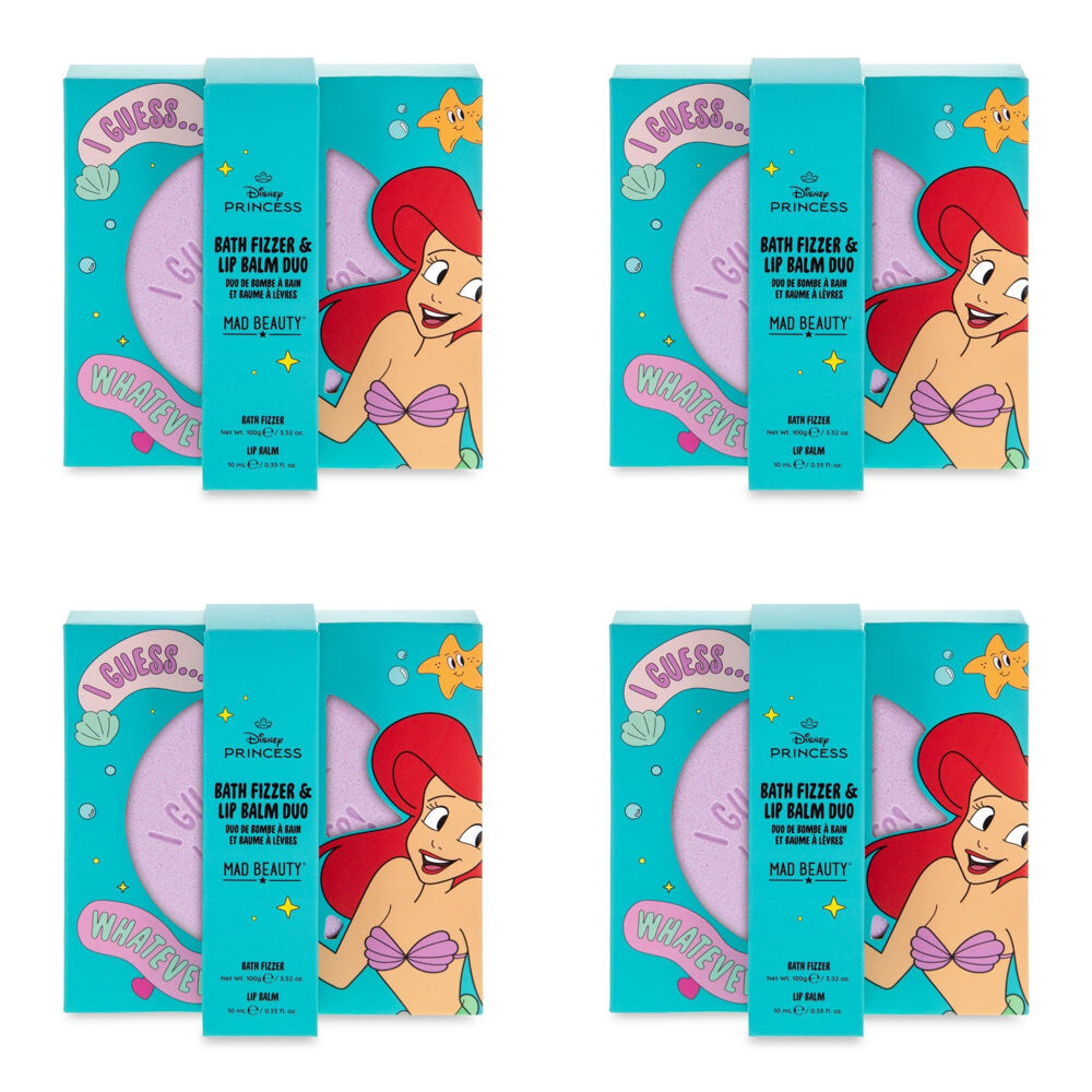 4PK Disney Princess Express Yourself - Bath Fizzer & Lip Balm Set Ariel 10ml
