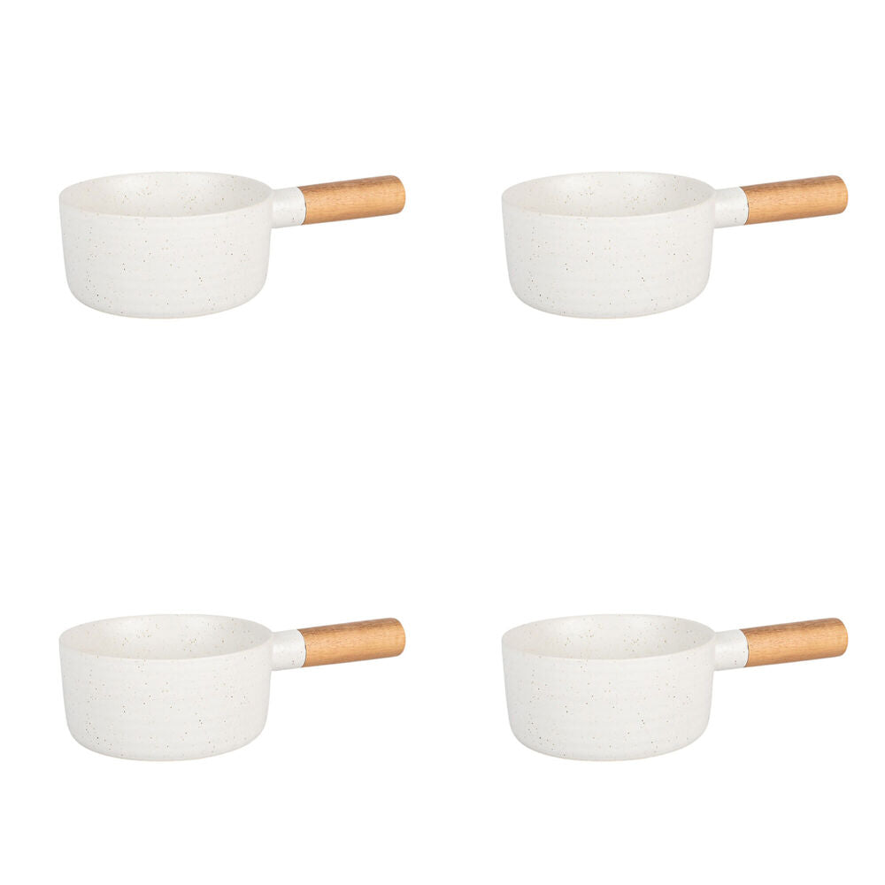4PK NF Living Handled Bowl 28x15.5x7 Ceramic Durable Stoneware Serveware White