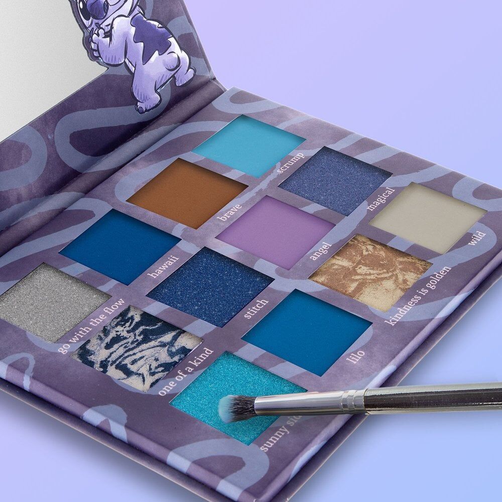 12pc Disney Stitch Denim Pigmented Eyeshadow Makeup Palette 30g Blue