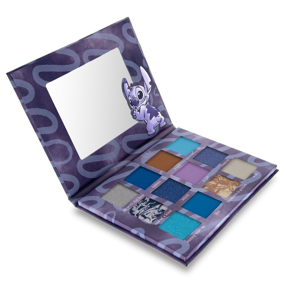 12pc Disney Stitch Denim Pigmented Eyeshadow Makeup Palette 30g Blue
