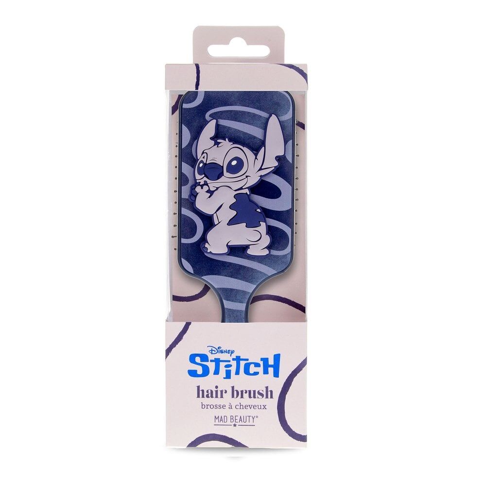 2PK Disney Stitch Denim Large Detangling Paddle Hair Brush Blue Swirls