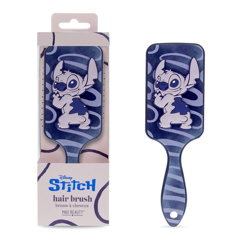 2PK Disney Stitch Denim Large Detangling Paddle Hair Brush Blue Swirls