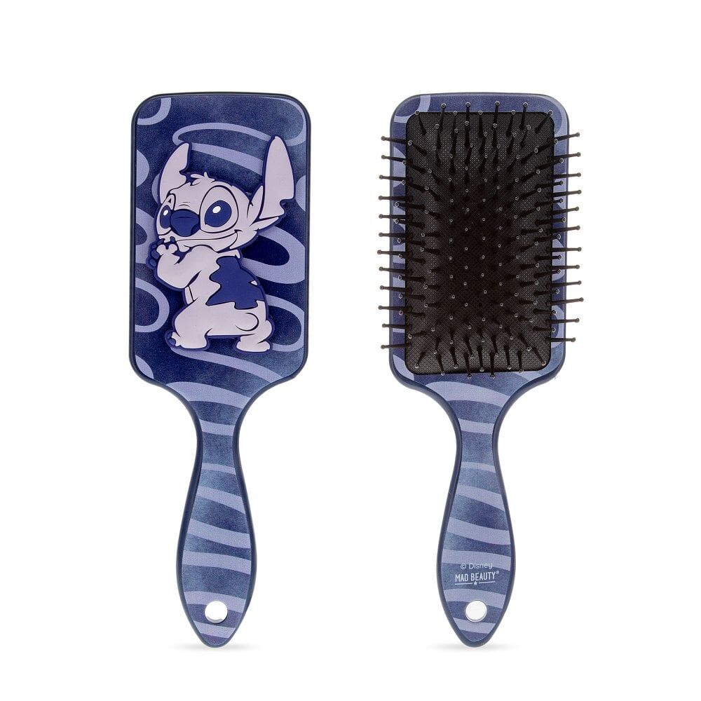 2PK Disney Stitch Denim Large Detangling Paddle Hair Brush Blue Swirls