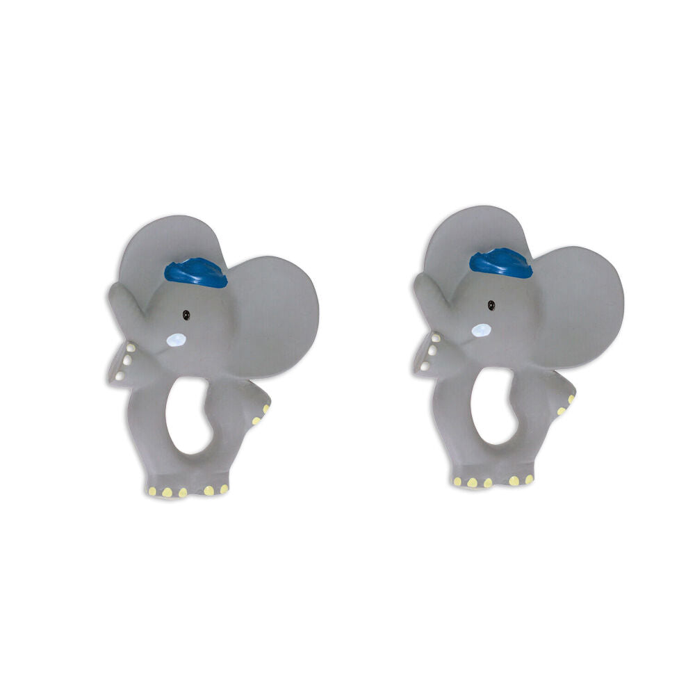 2PK Meiya and Alvin the Elephant Rubber Flat Baby Teething Toy Grey/White/Navy