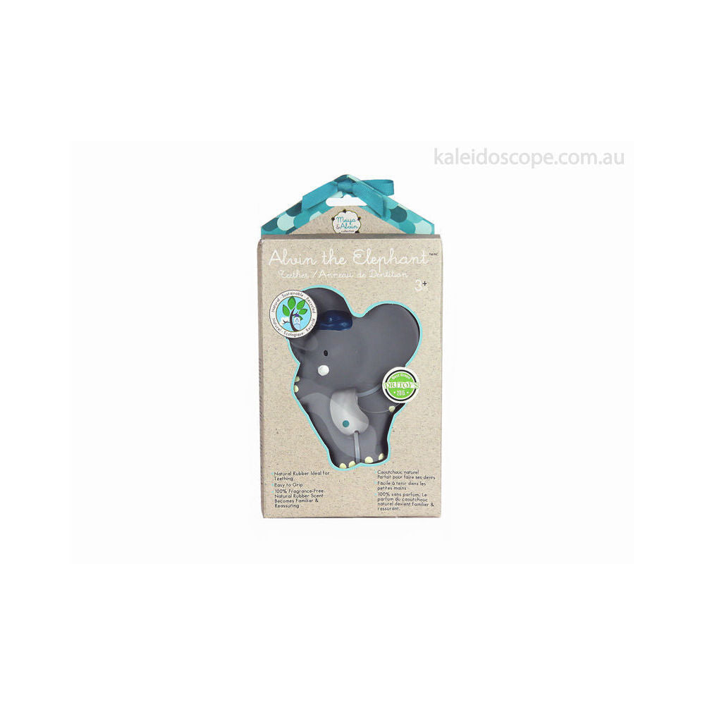 2PK Meiya and Alvin the Elephant Rubber Flat Baby Teething Toy Grey/White/Navy
