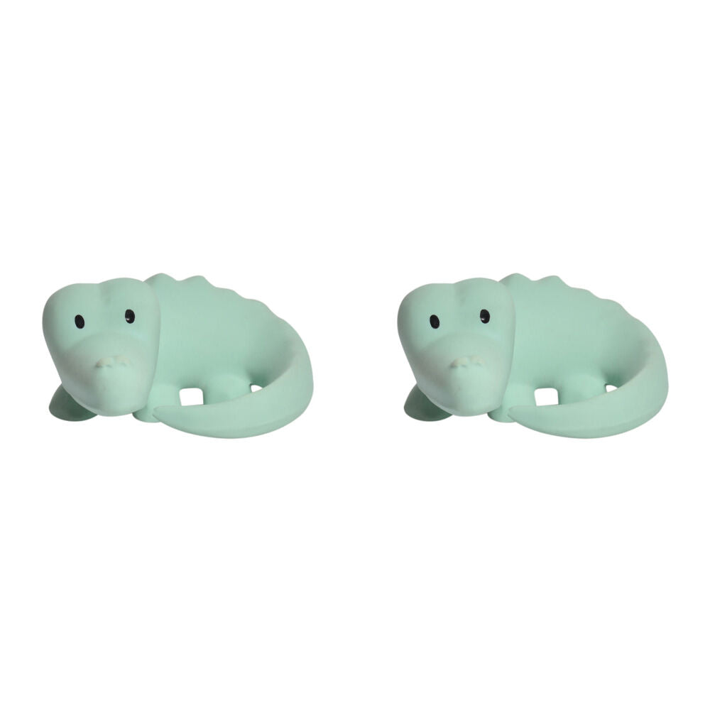 2PK Tikiri Rubber Crocodile Zoo Animal 96004 Baby Teether 10x9cm - Green 0m+