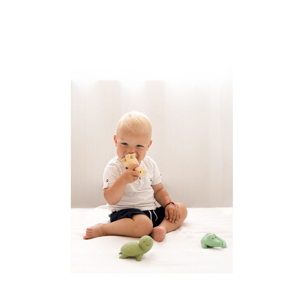 2PK Tikiri Rubber Crocodile Zoo Animal 96004 Baby Teether 10x9cm - Green 0m+