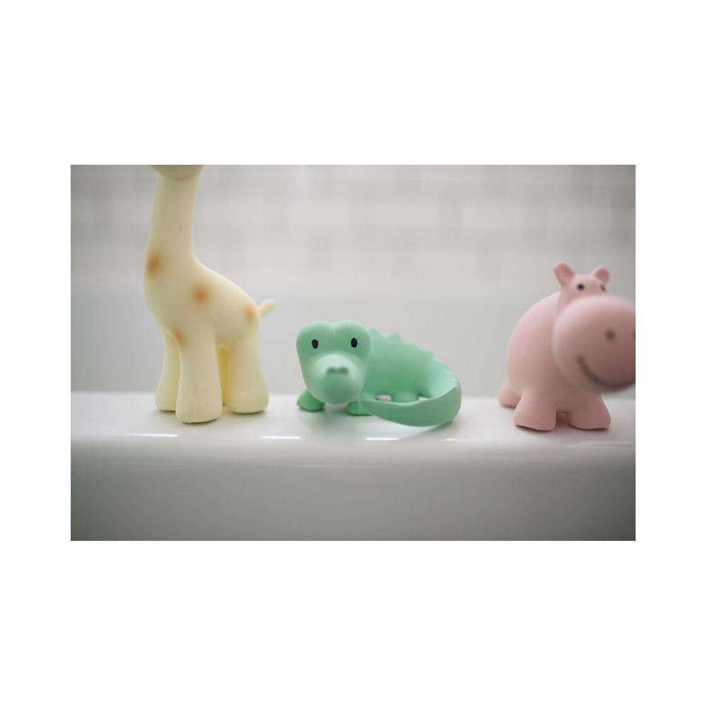 2PK Tikiri Rubber Crocodile Zoo Animal 96004 Baby Teether 10x9cm - Green 0m+
