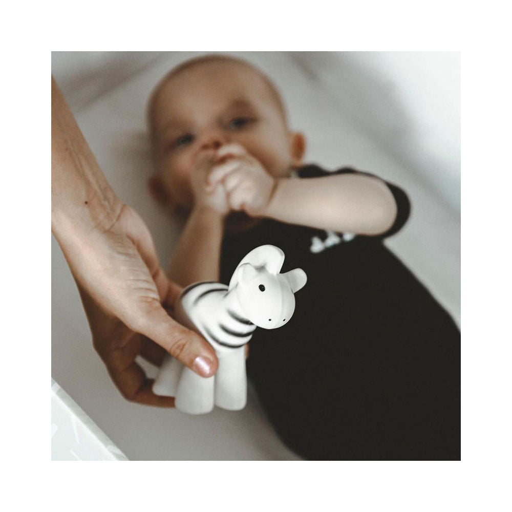 Tikiri Rubber Zebra Zoo Animal 96005 Baby Teether 12x13cm - White 0m+