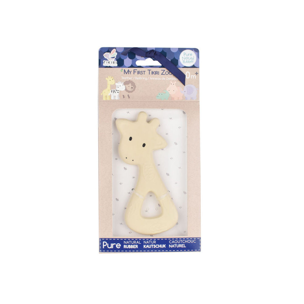 Tikiri Rubber Giraffe Flat Teether-Boxed 91502 Kids/Infant Chew Toy 0m+