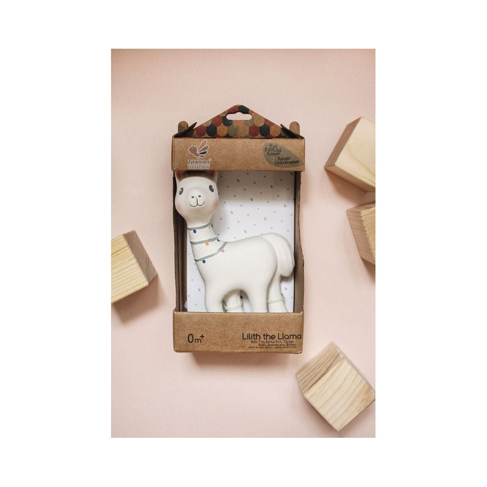 Tikiri 18cm Lilith the Llama Natural Rubber Rattle 98002 Baby Toy 0m+