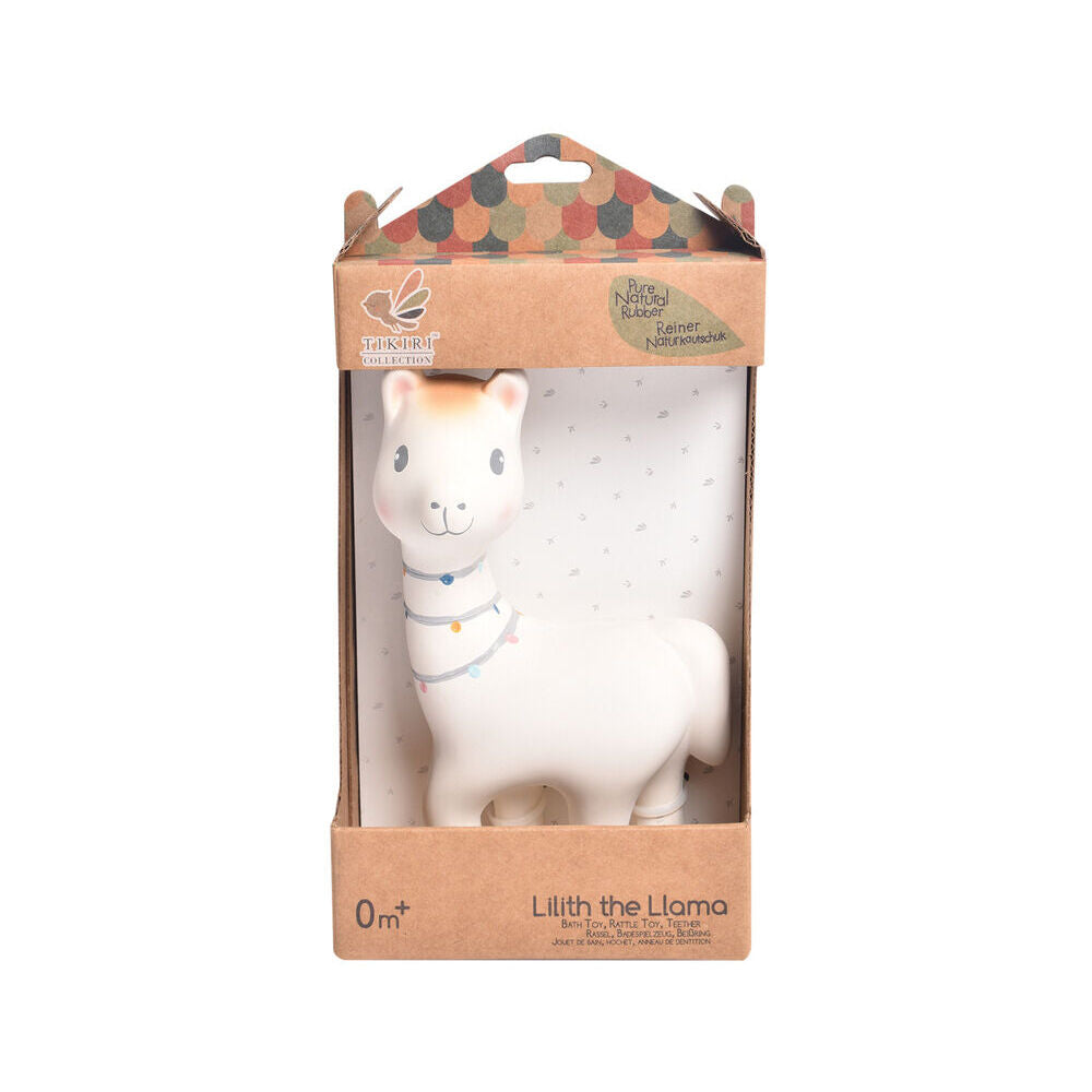 Tikiri 18cm Lilith the Llama Natural Rubber Rattle 98002 Baby Toy 0m+