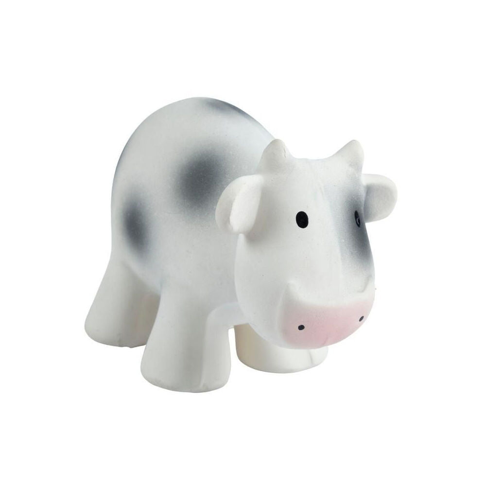 2PK Tikiri 12cm Farm Animal Rubber Cow 95002 Sensory Toy 0m+ White